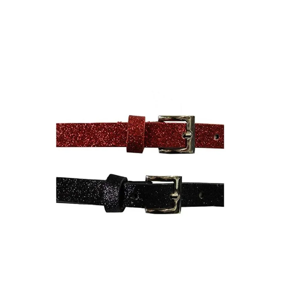Style & Co. 2 for 1 Glitter Skinny Belts Black/Red Women's Size Medium
